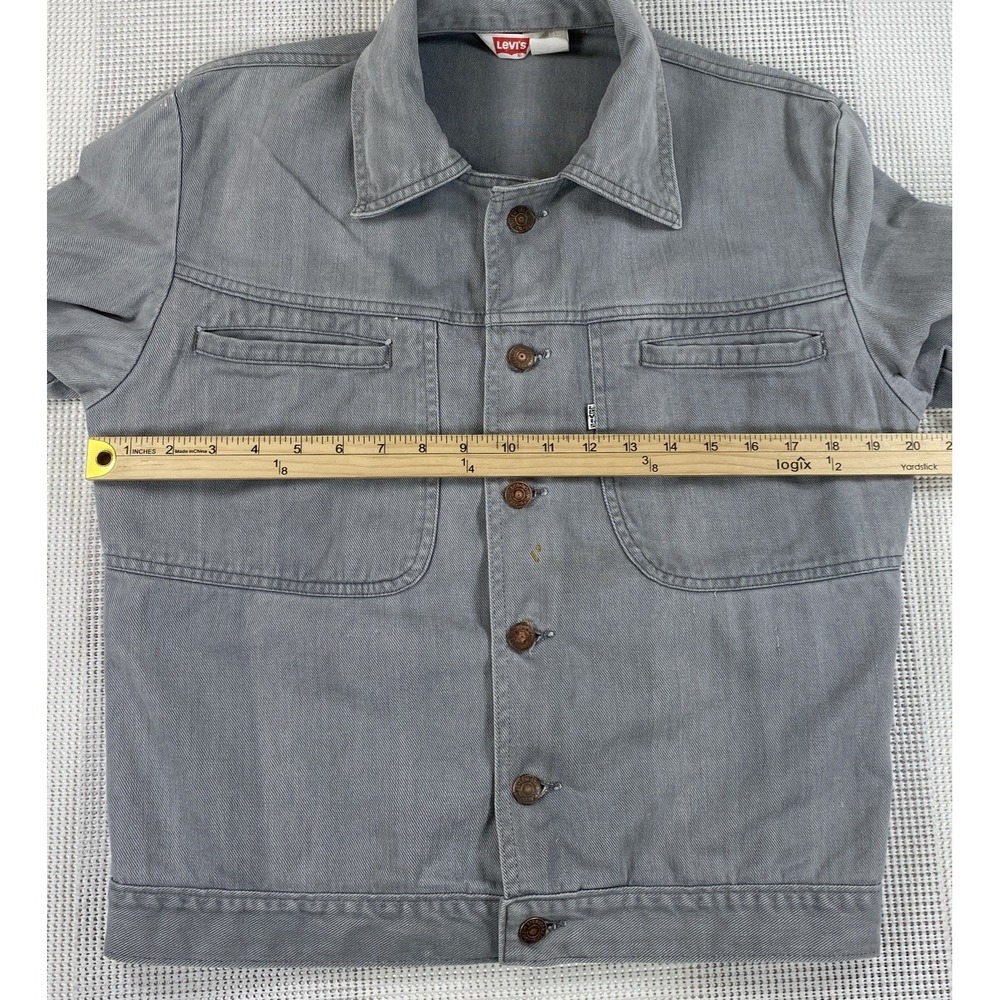 Vintage Levi's Denim Jacket Women's Medium Gray Distressed White Tab - Picture 3 of 12